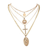 Crystal Cross Lotus Necklace