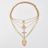 Crystal Cross Lotus Necklace