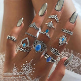 Bohemian Retro Crystal Ring Set