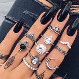 Bohemian Retro Crystal Ring Set