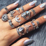 Bohemian Retro Crystal Ring Set