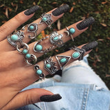 Bohemian Retro Crystal Ring Set