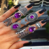 Bohemian Retro Crystal Ring Set