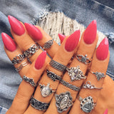 Bohemian Retro Crystal Ring Set