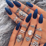 Bohemian Retro Crystal Ring Set