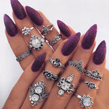 Bohemian Retro Crystal Ring Set