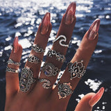 Bohemian Retro Crystal Ring Set