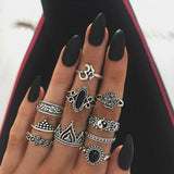 Bohemian Retro Crystal Ring Set