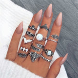 Bohemian Retro Crystal Ring Set