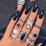 Bohemian Retro Crystal Ring Set
