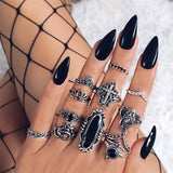 Bohemian Retro Crystal Ring Set