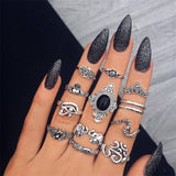 Bohemian Retro Crystal Ring Set