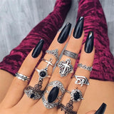 Bohemian Retro Crystal Ring Set