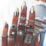 Bohemian Retro Crystal Ring Set