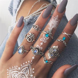 Bohemian Retro Crystal Ring Set