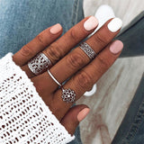 Bohemian Retro Crystal Ring Set