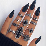 Bohemian Retro Crystal Ring Set