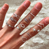 Bohemian Retro Crystal Ring Set