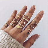 Bohemian Retro Crystal Ring Set