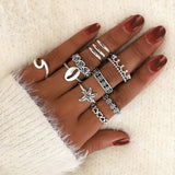 Bohemian Retro Crystal Ring Set