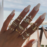 Bohemian Retro Crystal Ring Set
