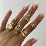 Bohemian Retro Crystal Ring Set