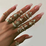 Bohemian Retro Crystal Ring Set