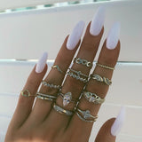 Bohemian Retro Crystal Ring Set