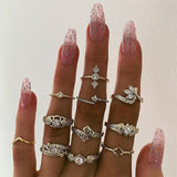 Bohemian Retro Crystal Ring Set