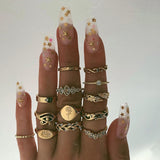 Bohemian Retro Crystal Ring Set