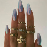 Bohemian Retro Crystal Ring Set