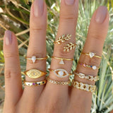 Bohemian Retro Crystal Ring Set
