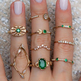 Bohemian Retro Crystal Ring Set