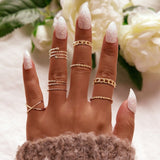 Bohemian Retro Crystal Ring Set